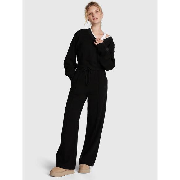 Victoria's Secret PINK Ivy Fleece Split Hem Flare Sweatpants BLACK XL-SET - Picture 1 of 16